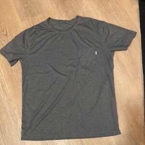 Men's  Vuori Gray Heather Crew Neck pocket activewear performance shirt